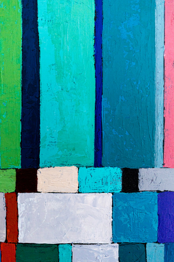 Large Teal Abstract Wall Art — Modern Original Oil Painting, Textured Canvas — "Concordia II" (20"x16" | 51x41cm)