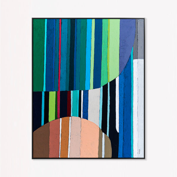 Large Teal Modern Minimalist Abstract Wall Art — Original Oil Painting, Textured Canvas — "Concordia I" (16"x20" | 41x51cm)