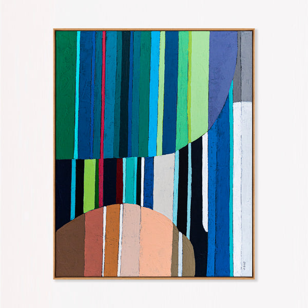 Large Teal Modern Minimalist Abstract Wall Art — Original Oil Painting, Textured Canvas — "Concordia I" (16"x20" | 41x51cm)