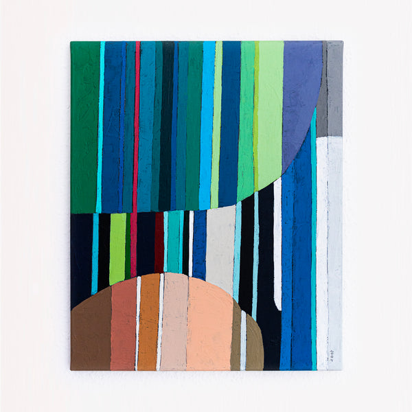 Large Teal Modern Minimalist Abstract Wall Art — Original Oil Painting, Textured Canvas — "Concordia I" (16"x20" | 41x51cm)