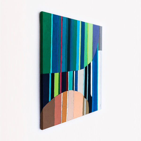 Large Teal Modern Minimalist Abstract Wall Art — Original Oil Painting, Textured Canvas — "Concordia I"