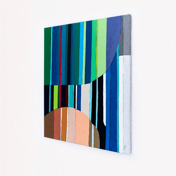 Large Teal Modern Minimalist Abstract Wall Art — Original Oil Painting, Textured Canvas — "Concordia I"