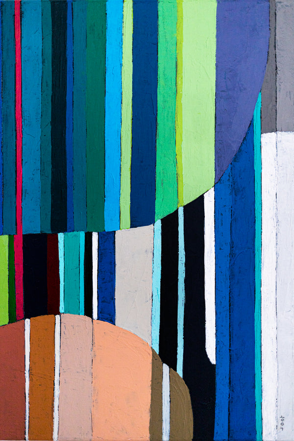 Large Teal Modern Minimalist Abstract Wall Art — Original Oil Painting, Textured Canvas — "Concordia I" (16"x20" | 41x51cm)