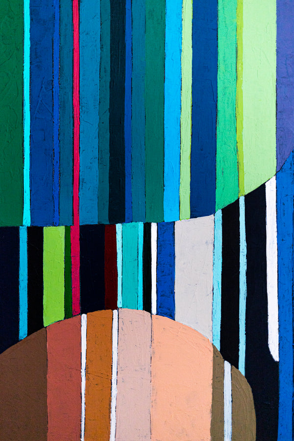 Large Teal Modern Minimalist Abstract Wall Art — Original Oil Painting, Textured Canvas — "Concordia I" (16"x20" | 41x51cm)
