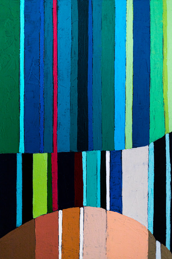 Large Teal Modern Minimalist Abstract Wall Art — Original Oil Painting, Textured Canvas — "Concordia I" (16"x20" | 41x51cm)