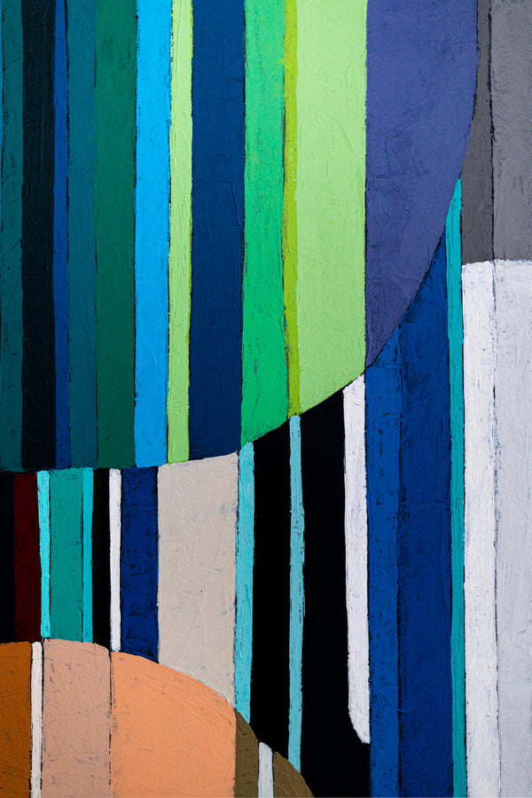 Large Teal Modern Minimalist Abstract Wall Art — Original Oil Painting, Textured Canvas — "Concordia I"