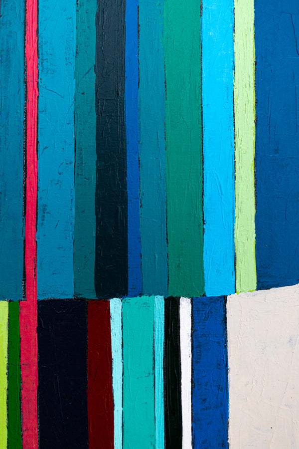 Large Teal Modern Minimalist Abstract Wall Art — Original Oil Painting, Textured Canvas — "Concordia I" (16"x20" | 41x51cm)