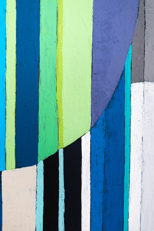 Large Teal Modern Minimalist Abstract Wall Art — Original Oil Painting, Textured Canvas — "Concordia I" (16"x20" | 41x51cm)