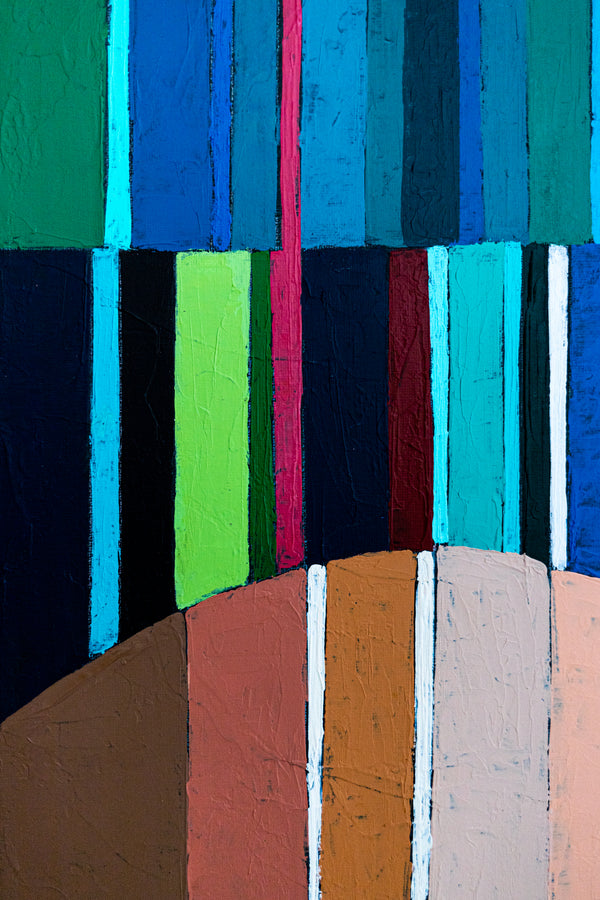 Large Teal Modern Minimalist Abstract Wall Art — Original Oil Painting, Textured Canvas — "Concordia I" (16"x20" | 41x51cm)