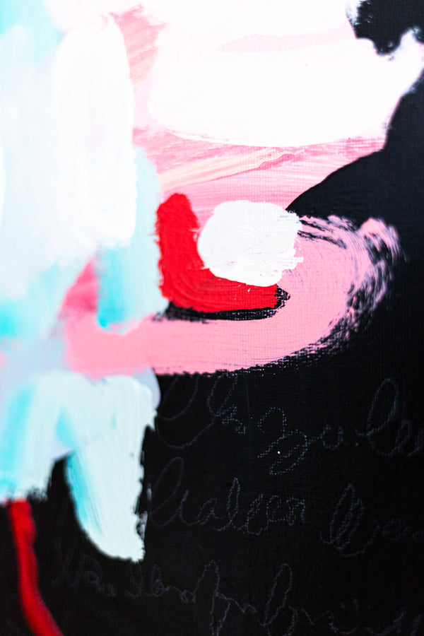 Abstract Painting - Original Wall Art – Oil & Acrylic on Canvas – Yellow Pink Turquoise Modern Wall Art – Confinium I (20"x20" | 50x50cm)