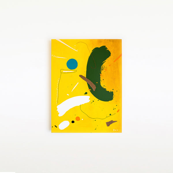 Abstract Original Painting for Exploration of Mind, Modern Canvas Wall Art in Bright Yellow | Conscious unconscious (36"x48")