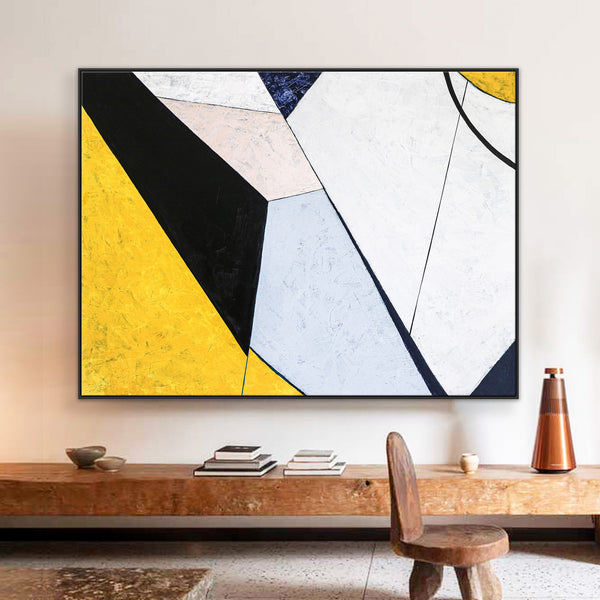 Minimalism in Geometric Abstract Painting, Original Acrylic Modern Canvas Wall Art Embracing Comfort | Consolation