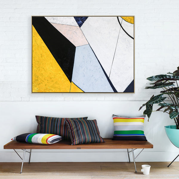 Minimalism in Geometric Abstract Painting, Original Acrylic Modern Canvas Wall Art Embracing Comfort | Consolation