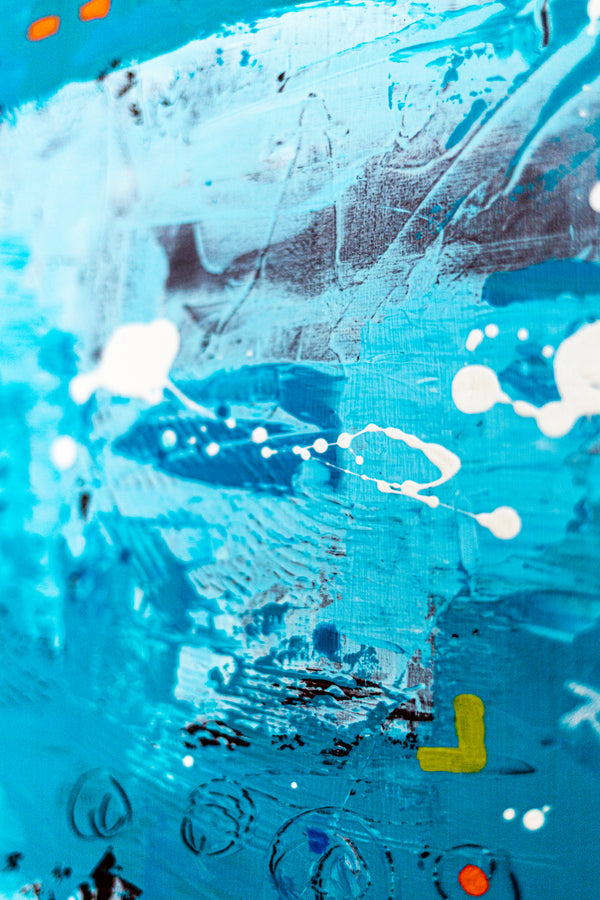 Abstract Painting - Blue Original Wall Art – Large Oil & Acrylic on Canvas – Mixed Media Modern Wall Art – Cordelia (24"x24" | 60x60cm)