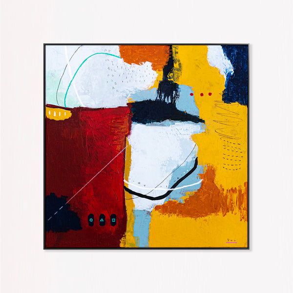 Bold Red Abstract Wall Art — Vibrant Modern Original Oil Painting, Textured Canvas — "Crimson Ballance"