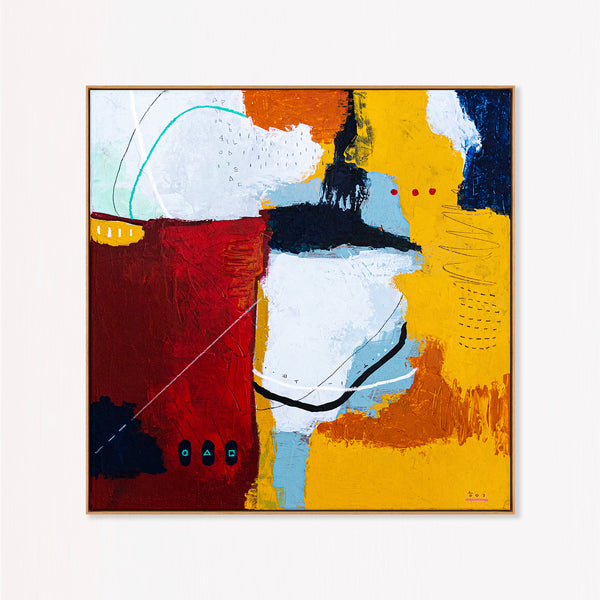 Bold Red Abstract Wall Art — Vibrant Modern Original Oil Painting, Textured Canvas — "Crimson Ballance"