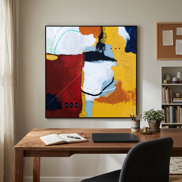 Bold Red Abstract Wall Art — Vibrant Modern Original Oil Painting, Textured Canvas — "Crimson Ballance"