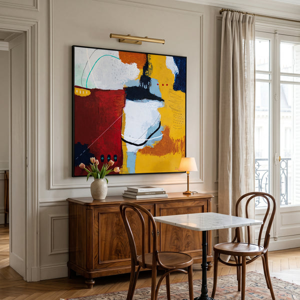 Bold Red Abstract Wall Art — Vibrant Modern Original Oil Painting, Textured Canvas — "Crimson Ballance"