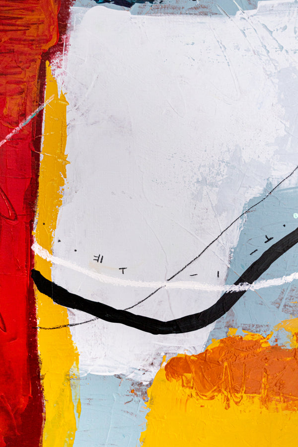 Bold Red Abstract Wall Art — Vibrant Modern Original Oil Painting, Textured Canvas — "Crimson Ballance" (20"x20" | 51x51cm)