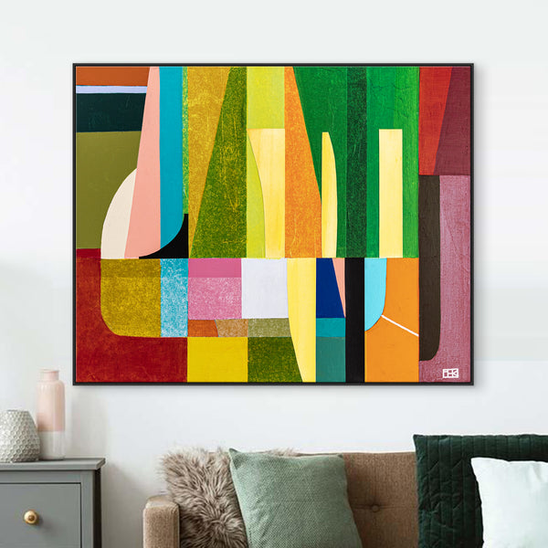 Harmonized Vibrancy in Abstract Original Painting, Mixed Media Modern Canvas Wall Art with Warm Shades | Dachae (30"x24")