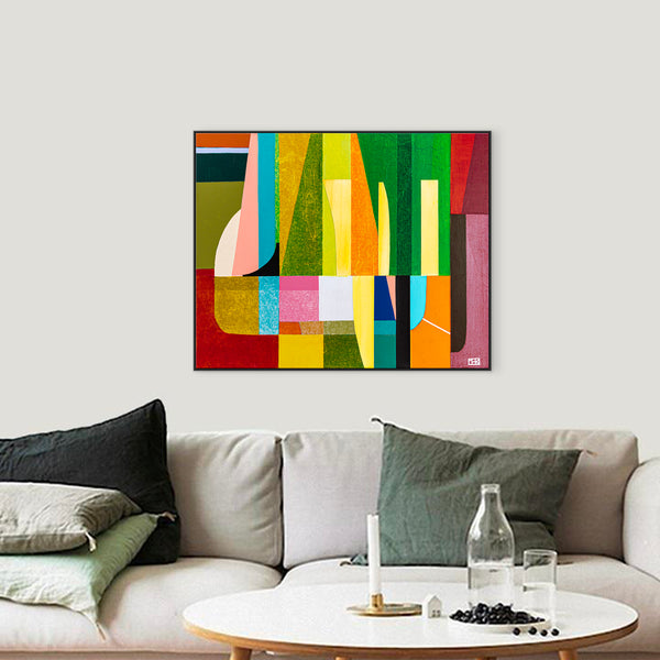 Harmonized Vibrancy in Abstract Original Painting, Mixed Media Modern Canvas Wall Art with Warm Shades | Dachae (30"x24")