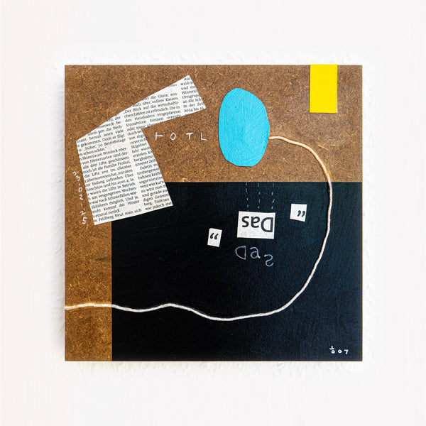 Abstract Painting – Original Collage Wall Art – Acrylic Oil & Mixed Media on Wood – Modern Textured Painting – "Das" – 10"x10" (25x25cm)