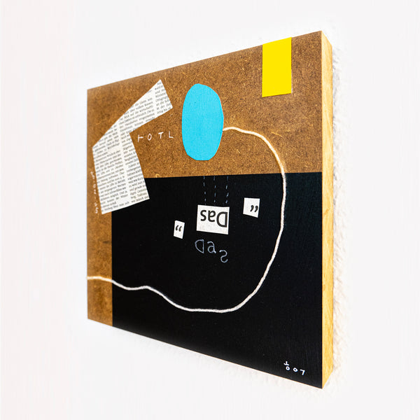 Abstract Painting – Original Collage Wall Art – Acrylic Oil & Mixed Media on Wood – Modern Textured Painting – "Das" – 10"x10" (25x25cm)
