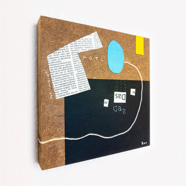 Abstract Painting – Original Collage Wall Art – Acrylic Oil & Mixed Media on Wood – Modern Textured Painting – "Das" – 10"x10" (25x25cm)