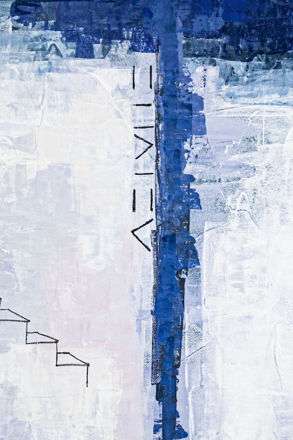 Exquisite Abstract Acrylic Painting with Artistic Brush Strokes, Modern Blue Canvas Wall Art | Daydream of Saturday
