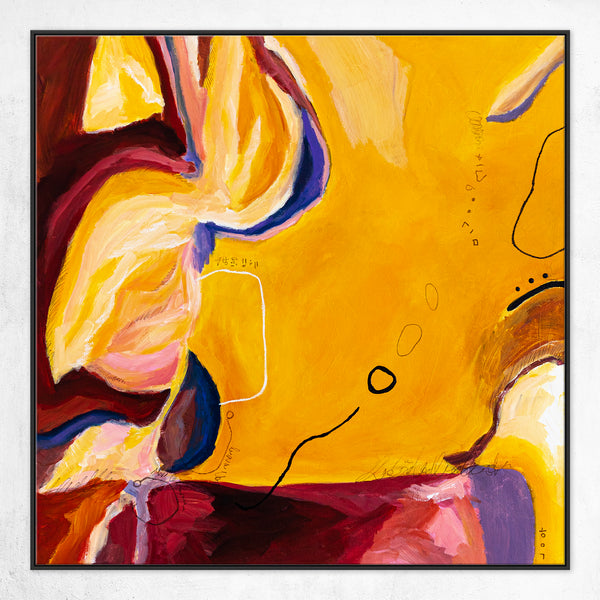 Original Abstract Painting Yellow Expressionism Modern Canvas Wall Art | Dedans (36"x36")