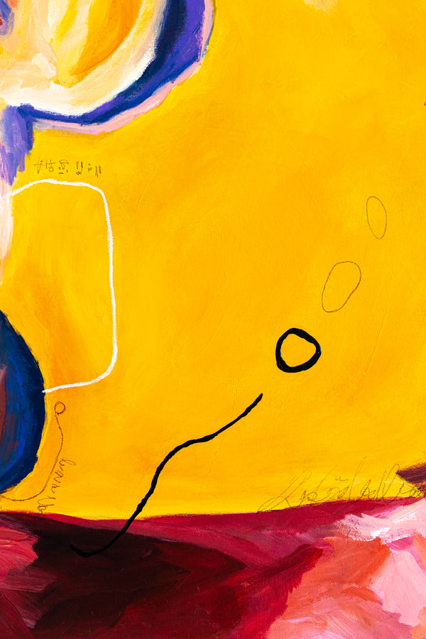 Original Abstract Painting Yellow Expressionism Modern Canvas Wall Art | Dedans (36"x36")
