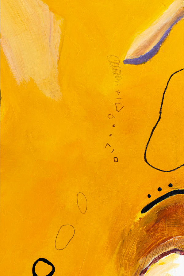 Original Abstract Painting Yellow Expressionism Modern Canvas Wall Art | Dedans (36"x36")