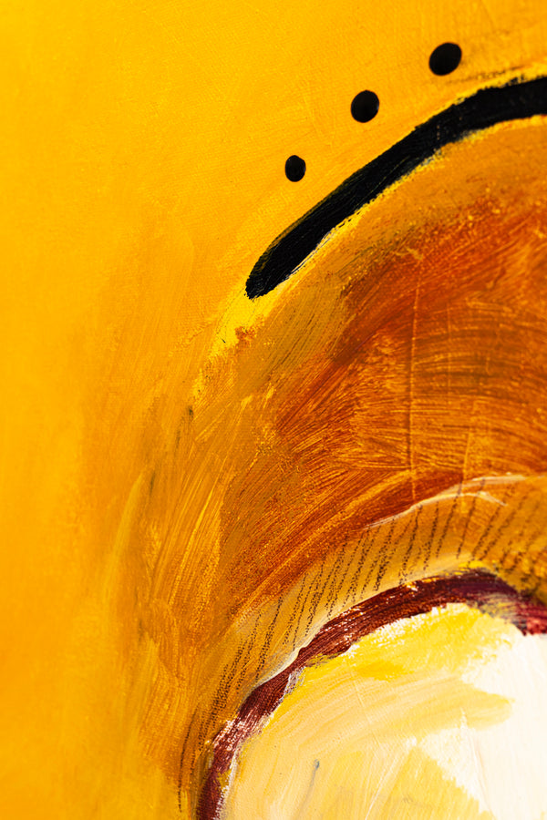 Original Abstract Painting Yellow Expressionism Modern Canvas Wall Art | Dedans (36"x36")
