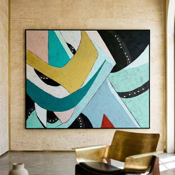 Moody Blue Abstract Wall Art — Modern Original Oil Painting, Textured Canvas Statement Art — "Die Melodie"