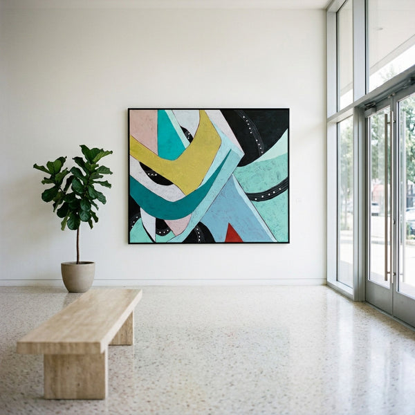 Moody Blue Abstract Wall Art — Modern Original Oil Painting, Textured Canvas Statement Art — "Die Melodie"