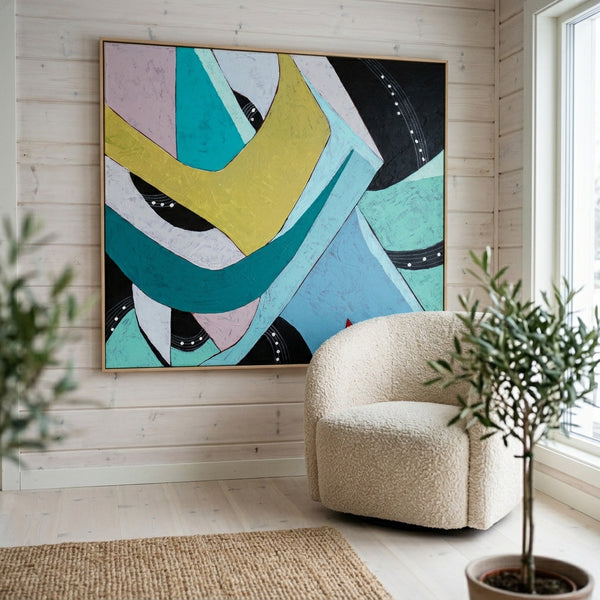 Moody Blue Abstract Wall Art — Modern Original Oil Painting, Textured Canvas Statement Art — "Die Melodie"