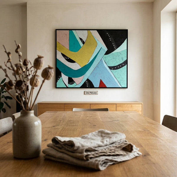 Moody Blue Abstract Wall Art — Modern Original Oil Painting, Textured Canvas Statement Art — "Die Melodie"