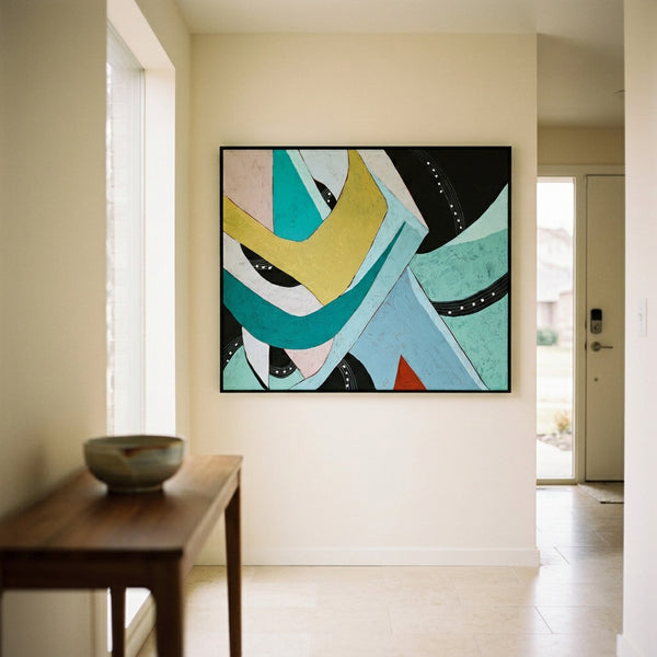 Moody Blue Abstract Wall Art — Modern Original Oil Painting, Textured Canvas Statement Art — "Die Melodie"