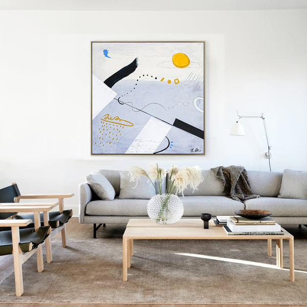 Harmonious Minimalist Original Abstract Painting in Acrylic, Large Modern Contemporary Canvas Wall Art | Diem