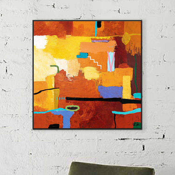 Original Abstract Painting Colorful Modern Canvas Wall Art, Deep and Luminous Expression | Dormir (24"x24")