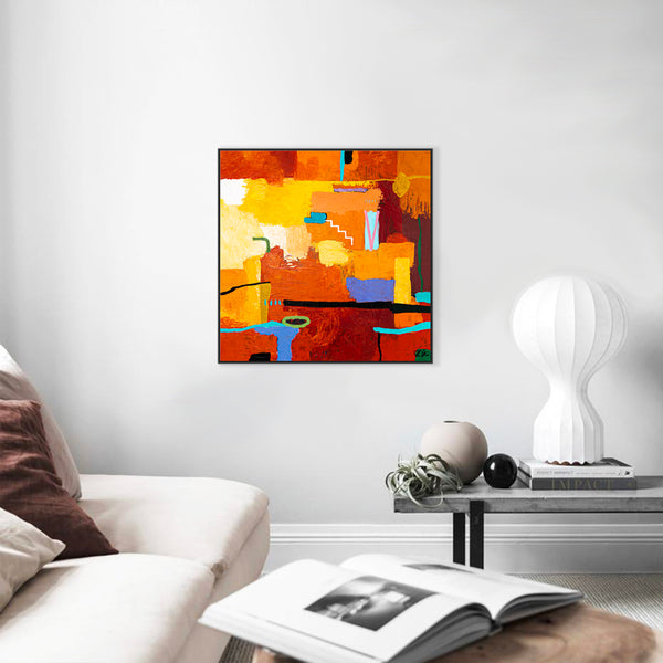 Original Abstract Painting Colorful Modern Canvas Wall Art, Deep and Luminous Expression | Dormir (24"x24")