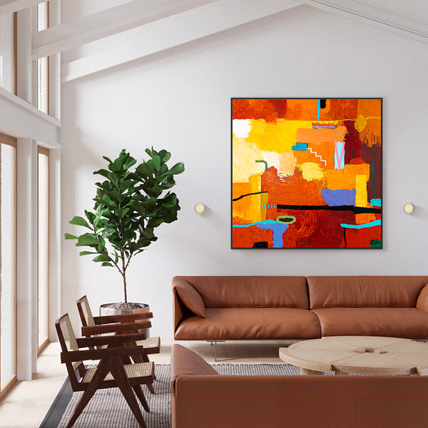 Large Original Abstract Painting in Acrylic, Colorful Modern Canvas Wall Art, Deep and Luminous Expression | Dormir