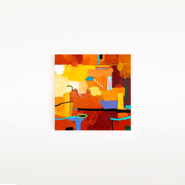 Original Abstract Painting Colorful Modern Canvas Wall Art, Deep and Luminous Expression | Dormir (24"x24")