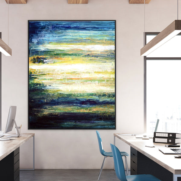 Contemporary Abstract Original Acrylic Painting Capturing Dawn's First Light, Large Modern Canvas Wall Art | Dusk