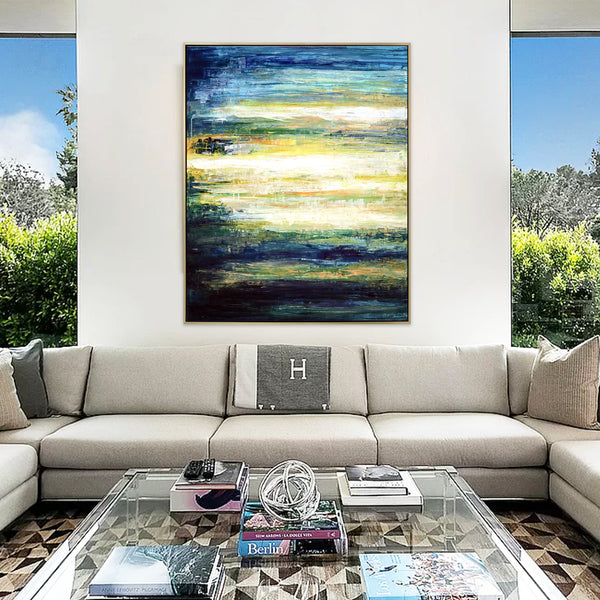 Contemporary Abstract Original Acrylic Painting Capturing Dawn's First Light, Large Modern Canvas Wall Art | Dusk