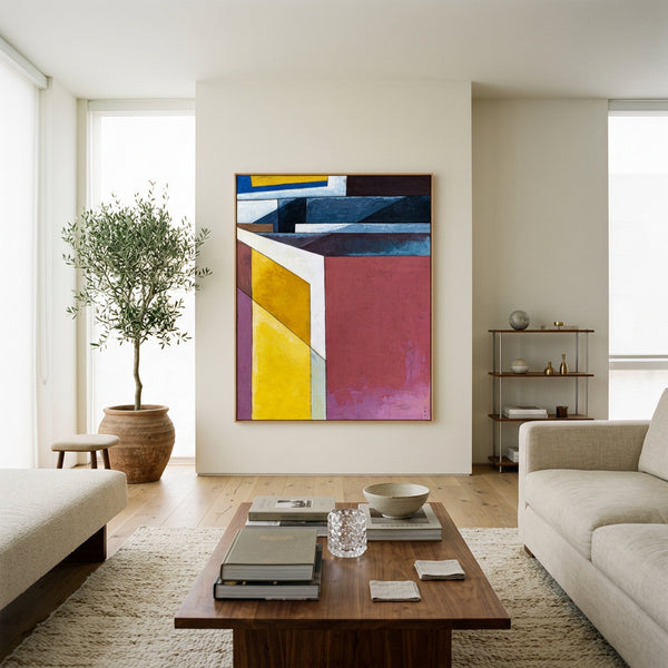 Moody Navy Blue Minimalist Abstract Wall Art — Original Oil Painting, Textured Canvas Statement — "Echo Spatii"
