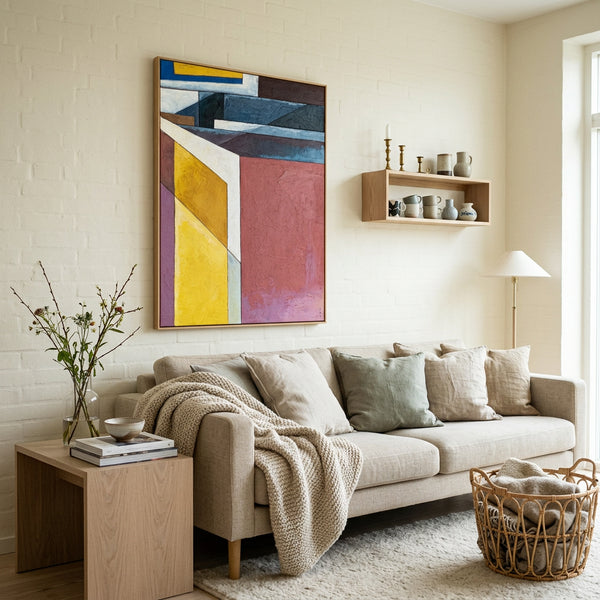 Moody Navy Blue Minimalist Abstract Wall Art — Original Oil Painting, Textured Canvas Statement — "Echo Spatii"