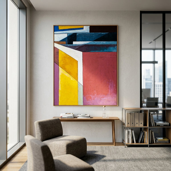Moody Navy Blue Minimalist Abstract Wall Art — Original Oil Painting, Textured Canvas Statement — "Echo Spatii"