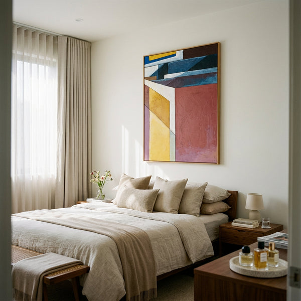 Moody Navy Blue Minimalist Abstract Wall Art — Original Oil Painting, Textured Canvas Statement — "Echo Spatii"