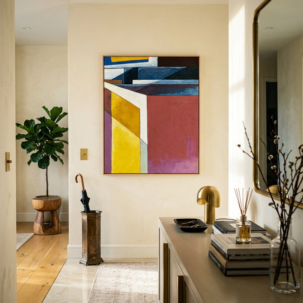 Moody Navy Blue Minimalist Abstract Wall Art — Original Oil Painting, Textured Canvas Statement — "Echo Spatii"